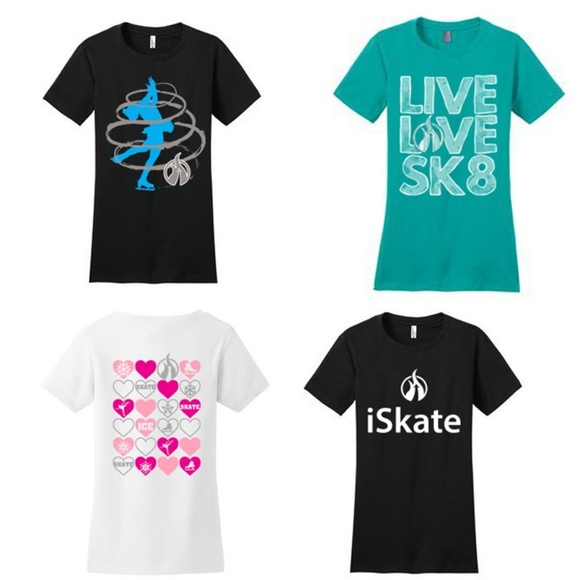 4 New Skating Tee T-Shirts Ice Roller Junior M - Picture 1 of 5